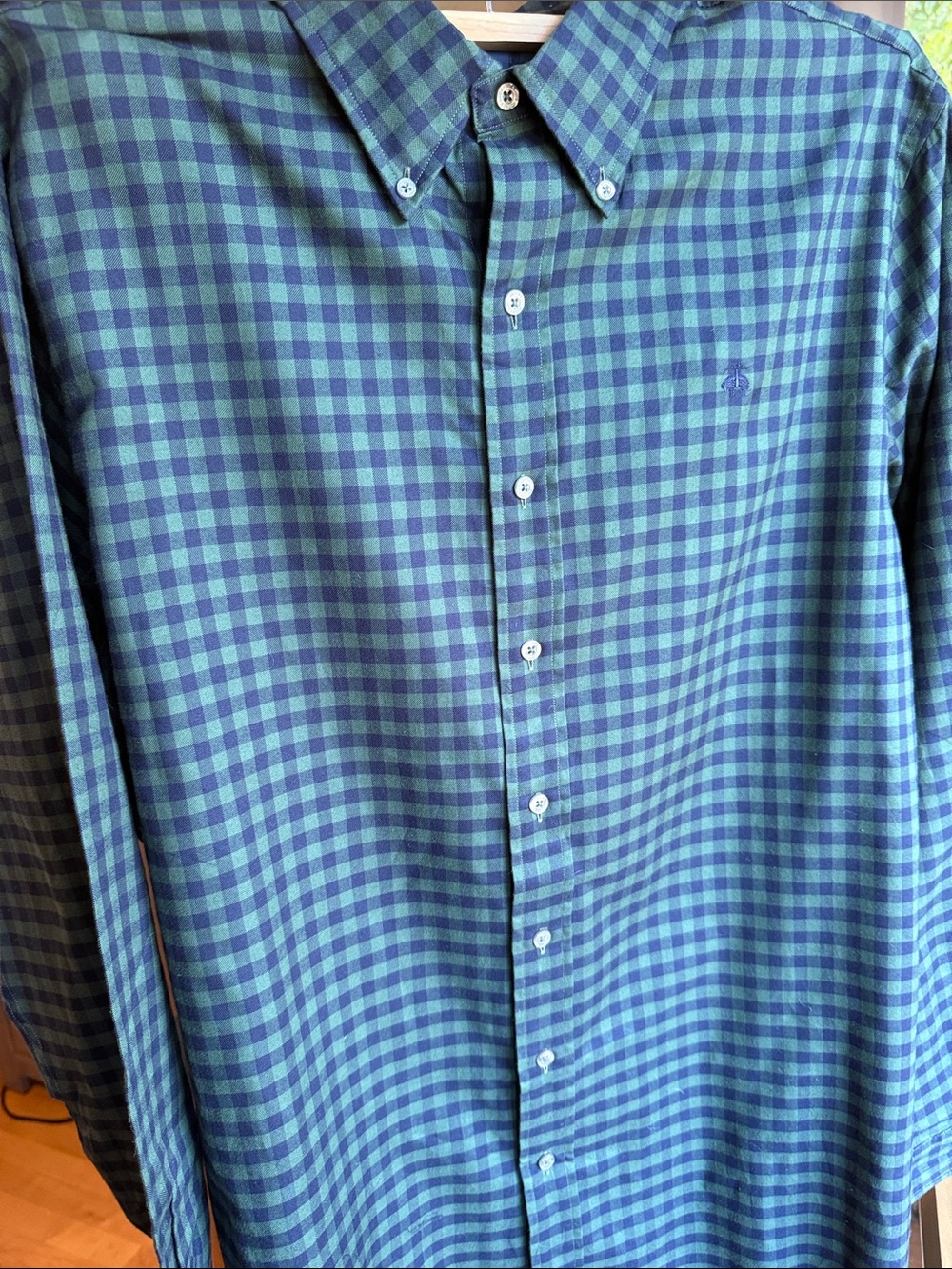 Brooks Brothers Green and Navy Gingham Button-Down Shirt - Picture 2 of 10